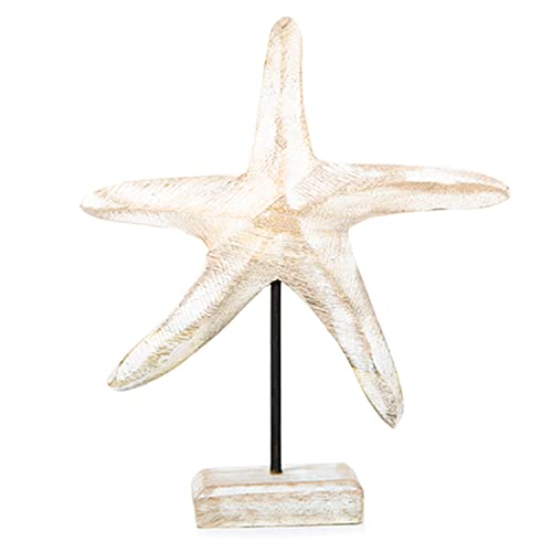 Logbuch-Verlag Figura de Madera Estrella de mar de Color Beige y marrón Vintage 23 cm con Soporte - Estrella de mar Decorativa - decoración Marinera
