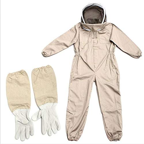 LTBEE Traje de apicultor profesional para apicultores, traje espacial marrón con velo autoportante para los cuidadores de abejas, incluye guantes protectores