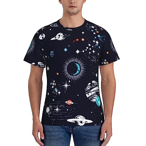 Lubraner Space Planets Constellation Camiseta para hombre Camiseta deportiva ajustada para hombre Camiseta personalizada con patrón de moda, Constelación de Planetas Espaciales, L