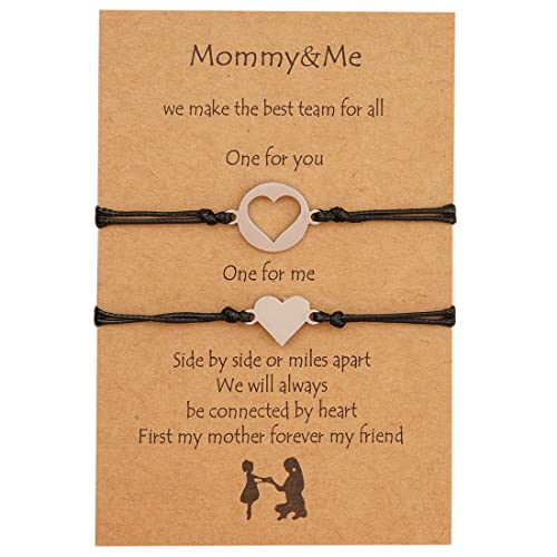 LuLiyLdJ - Juego de 2 pulseras para madre e hija a juego con forma de corazón, joyería, regalos de cumpleaños para madre e hija, niñas ...