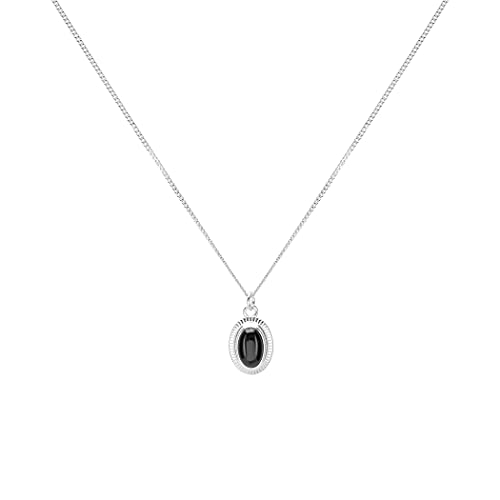 LUUK LIFESTYLE Collar de plata de ley 925 con colgante de piedra de ónix negro de diseño elegante, joyería para mujer, regalo para el día de San Valentín, día de la madre, accesorio de moda, plata