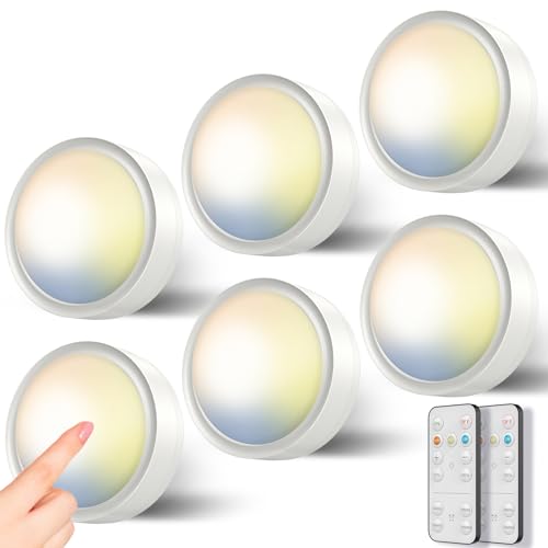 Luz Vitrina LED Sin Cable - 3 Colores Regulable Foco Pilas Interior Luces Armario con Mando a Distancia Luz Nocturna con Pulsador Bajo Mueble Cocina Inalambrica Lámpara Escalera Adhesivo