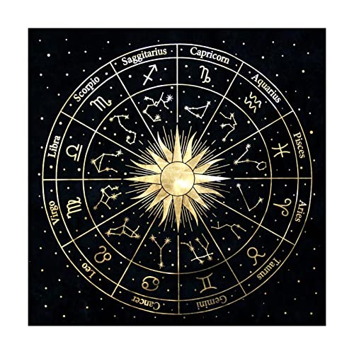 Mantel algodón con diseño Tarot y astrología, 12 Constelaciones, Pentagrama