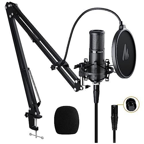 MAONO Juego de micrófono Condensador XLR AU-PM320S micrófono Profesional de grabación de Estudio Vocal cardioide para transmisión, Voz en Off, ASMR, Estudio en casa