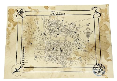 Mapa ciudad arkham, Miskatonic, H.P.Lovecraft, Necronomicon, viejo mapa, Cthulhu, el artesano del rey