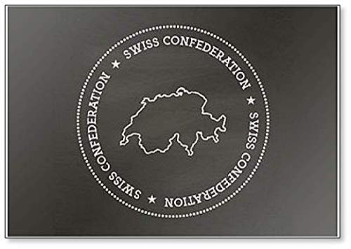Mapa de Confederación Suiza en una pizarra escolar. Imán para nevera con sello de goma de Grunge
