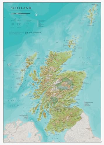 Mapa de Escocia – Regalo de viajero – Cartografía detallada – Laminado – 42 cm (ancho) x 59 cm (alto) - Maps International