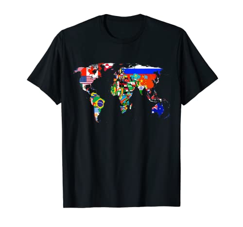 Mapa del mundo Bandera del país Atlas Camiseta