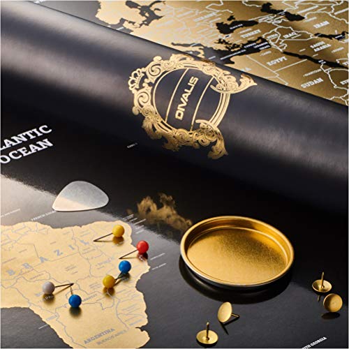 Mapamundi Para Rascar - Mapa Para Rascar del Mundo Viajes - Donde he Estado - Mapa Paises Visitados - Marcar el Mapa Negro Oro - Black Gold Scratch off World Map Poster - Travel Scratchable Poster