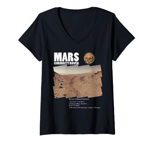 Marte Curiosity Rover Mission To Mars Tracks en Marte Camiseta Cuello V