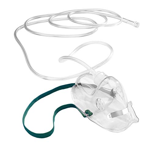 Máscara desechable de oxígeno para adultos, longitud de la manguera de 210 cm, con patilla de nariz ajustable de aluminio y banda de goma agradable para la fijación.
