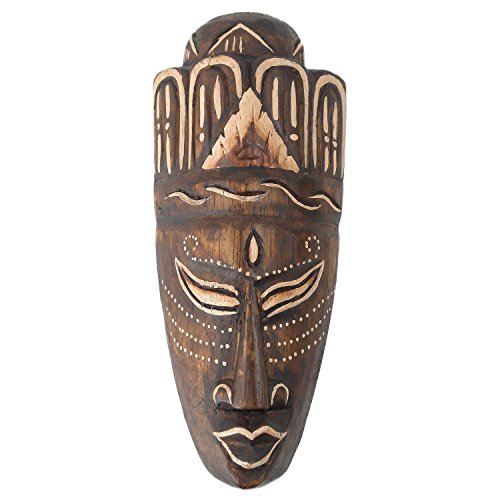Máscara Jano pintada de 20 cm, 50 cm o 100 cm, máscara de madera de Bali para decoración africana (aprox. 20 cm)