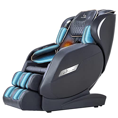 MassaMAX MF600 Sillón de masaje, masaje Shiatsu para todo el cuerpo con posición de gravedad cero, rodillo para los pies, airbag, terapia de calor y altavoz Bluetooth (Negro)