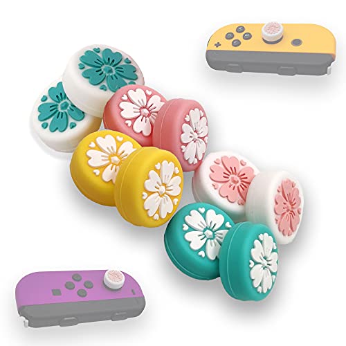 MatoSan® 10 Cute Flower Flower Joystick Caps Accesorios para Nintendo Switch y Lite | Tapas de Agarre para el Pulgar Empuñaduras de Silicona analógicas de Repuesto Accesorios de protección Joy-con