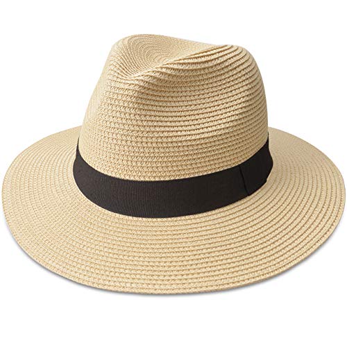 MAYLISACC Sombrero Panamá Enrollable de 59 60cm, Sombrero de Playa de Verano para Hombre y Mujer