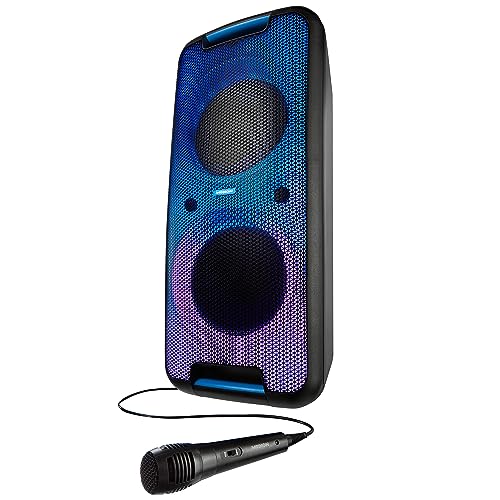 MEDION Sistema de Sonido para Fiestas P61080 (Altavoz para Fiestas Incl. micrófono, Karaoke, Batería Recargable, Bluetooth, True Wireless Stereo, 2X 450 vatios, LED de Colores, 2X USB, 2X AUX
