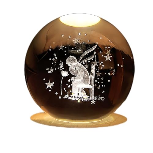 MEET- ORIGIN Bola de cristal tallada interior de la serie Principito y Zorro Rosa, bola de cristal colorida luminosa de color cálido (Principito y Rosa)