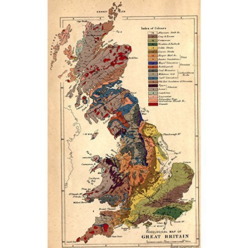 Meishe Art Póster de mapa antiguo, retro, vintage, Reino Unido, antiguo, atlas, oficina, historia, hogar, decoración de pared (13.78 x 22.05 pulgadas)