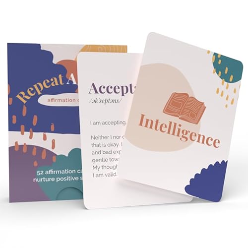 metaFox Tarjetas de afirmación positivas 'Repeat After Me' by becoming – 52 tarjetas de afirmación para mujeres y hombres con valores temáticos diarios – Beautiful and Simple Affirmation Card Deck