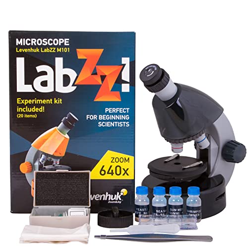 Microscopio de iniciación Levenhuk LabZZ M101 Moonstone/Piedra de Luna 40X-640X para niños con Kit de Ciencia Educativo y Vistoso Estuche de Regalo