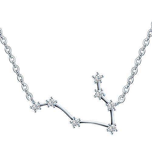 MicVivien Collar de plata de ley 925 para mujer con colgante de constelación, signo del zodiaco, 12 horóscopo, astrología, estrella collar con pendientes