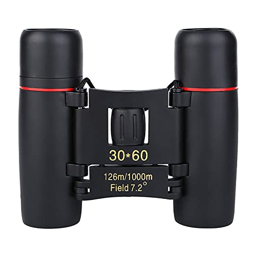 Mini Binoculares 8X HD 30 X 60 Telescopio Portátil Impermeable con Película Chapada en Rojo con Cordón, Diseño Compacto para el Hogar, la Escuela, Viajes Al Aire Libre