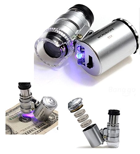 Mini Microscopio Monoculo con Luz Led y Lupa con luz UV para Deteccion de Billetes Falsos Filatelia Joyas 2150