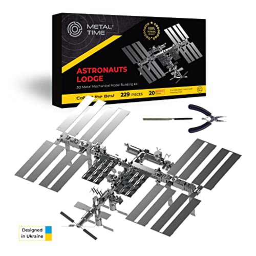 Modelo de Estación Espacial Internacional, Kit de Modelo de Metal de la Estación Espacial ISS, Kits de Modelo de Metal 3D para Construir para Adultos, Estación Espacial Modelo Astronautas Lodge