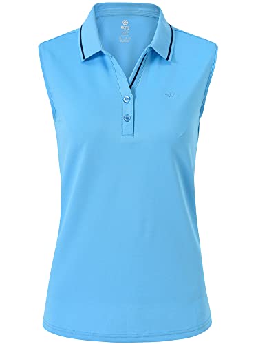 MoFiz Mujer Polo sin Manga Verano Camiseta Trabajo Deportivo Transpirable Golf Tops Azul Cielo M