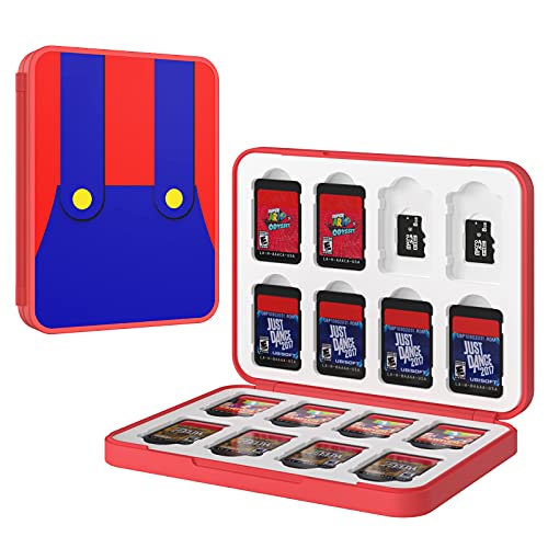 MoKo Funda para Almacenamiento para Switch Juegos Compatible con Nintendo Switch & Switch Lite & Switch OLED, Organizador de 16 Tarjetas de Juego Impermeable Estuche Caja de Tarjeta - Mario Rojo