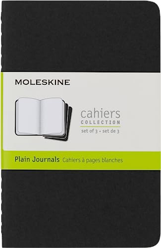 Moleskine Set de 3 Cuadernos Plain Cahier, con Páginas Blancas, de Bolsillo, Cubierta Negra