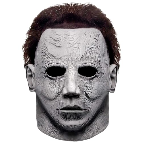 molezu Michael Myers Máscara gris, Halloween Hot Movie Latex Horror Scary Mascarillas para adultos Cosplay Disfraz