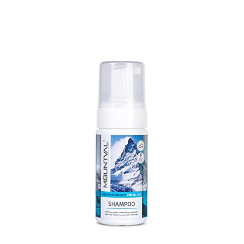 Mountval Shampoo, Espuma limpiadora para ropa y equipo de senderismo, limpia prendas repelentes al agua, Transparente (Neutral), 100.00 ml