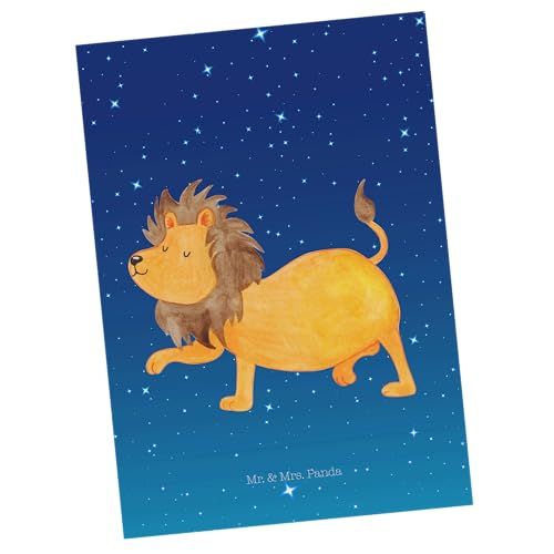 Mr. & Mrs. Panda Tarjeta postal Signo del zodíaco Leo - rey de los animales, invitación, fecha de nacimiento, tarjeta de regalo, constelaciones, león signo del zodíaco, león de regalo