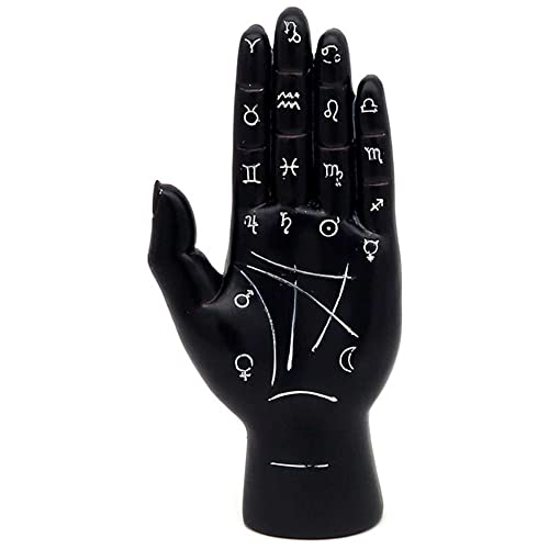 mtb more energy Figura decorativa de mano del zodiaco – Estatua de mano de adivino negro con símbolos del signo del zodiaco – Altura 16 cm – Decoración del zodiaco