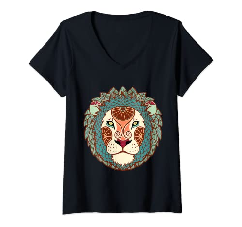 Mujer Camiseta con el símbolo del zodíaco Leo Camiseta Cuello V