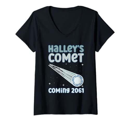 Mujer Cometa Halley llegará en 2061 - Cometa Objeto astronómico Camiseta Cuello V