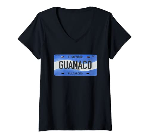 Mujer El Salvador diseño con frases típicas GUANACO Camiseta Cuello V