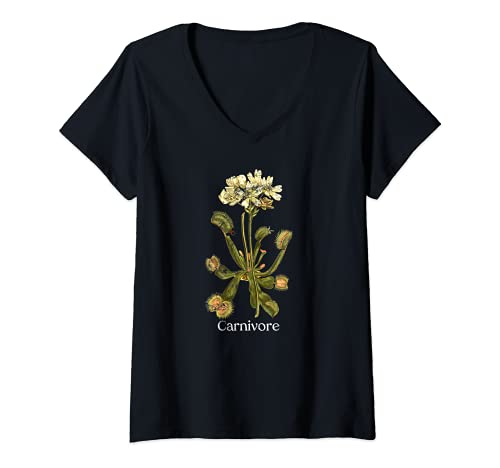 Mujer Planta Carnívora Venus con diseño vintage Camiseta Cuello V