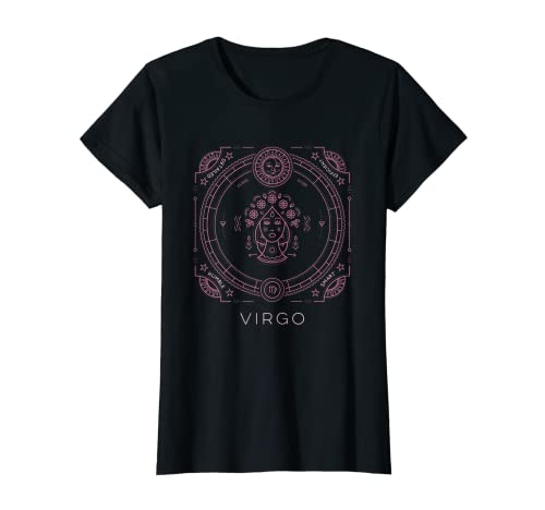 Mujer Virgo - Camiseta con texto en inglés "Zodiaco astrológico", diseño rosa Camiseta