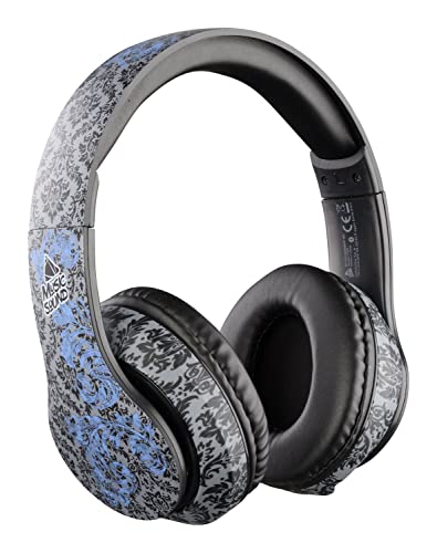 Music Sound | Headband Around | Audífonos Auriculares Stereo Supraaurales Bluetooth Expandibles con Control Remoto en Auriculares - Batería 20 Horas - Recarga 2 Horas - Fantasia Barocco Azul