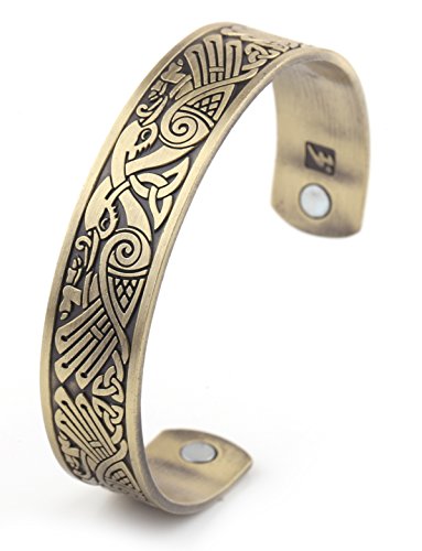 My Shape - Pulsera magnética para cuidado de la salud, con diseño de cuervo, de estilo vikingo, irlandés, joyas con motivos paganos, aves, talismán