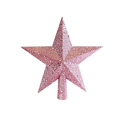 N% Árbol de Navidad con forma de estrella para árbol de Navidad, decoración con estrellas brillantes, decoración para árbol de Navidad, decoración de Navidad (rosa)