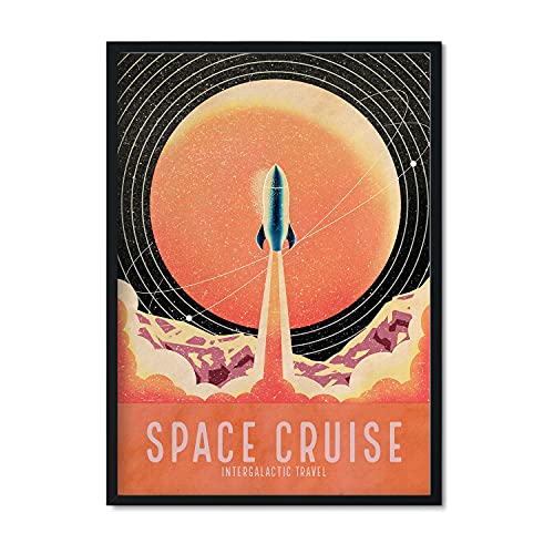 Nacnic Lámina Crucero espacial. Pósters con detalladas ilustraciones del espacio. Coloridas imágenes de satélites, estrellas y planetas. Decoración de interiores. Tamaño A3.