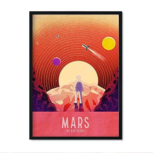 Nacnic Lámina Marte. Pósters con detalladas ilustraciones del espacio. Coloridas imágenes de satélites, estrellas y planetas. Decoración de interiores. Tamaño A4.