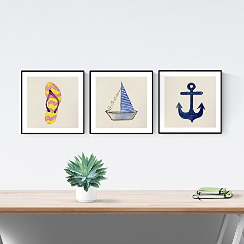 Nacnic PACK de láminas para enmarcar DÍA DE PLAYA. Posters cuadrados con imágenes del mar. Decoración de hogar. Papel 250 gramos