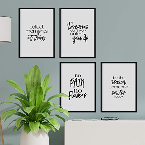 Nacnic Pack de Posters con Frases inspiracionales. Set de láminas de decoración con Frases Blanco y Negro motivadoras y llenas de energia. Tamaño A4