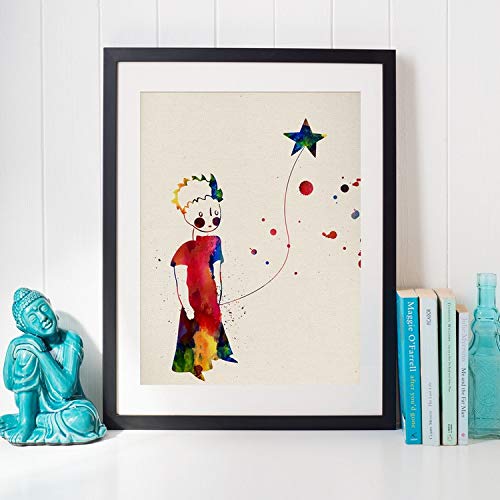 Nacnic Poster de El principito con estrella con diseño acuarela. Mix de láminas con estilo acuarela para decoración de interiores. Tamaño A4
