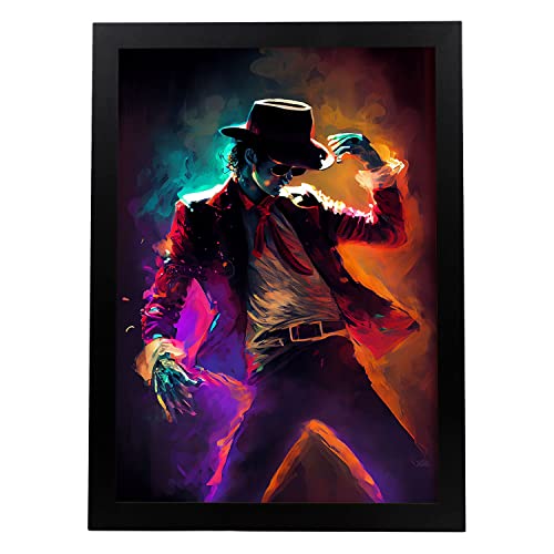 Nacnic Poster de Michael Jackson en estilo Retrato a Todo Color. Ilustraciones y Caricaturas de Músicos y Artistas Famosos. Diseño y Decoración de Interiores. A3.