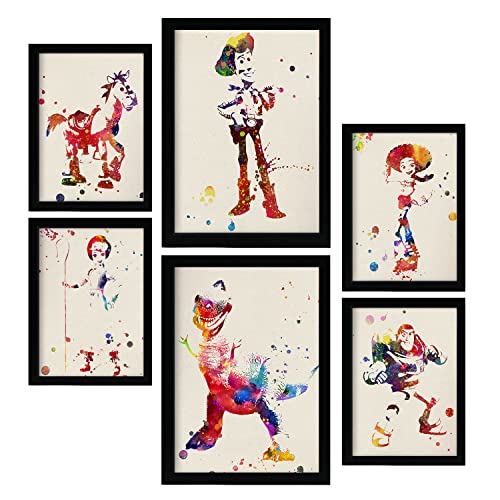 Nacnic Posters de Toy Story. Ilustraciones Estilo Acuarela de Películas y Literatura Infantil Clásica. Diseño Moderno para la Decoración de Interiores. A4 & A3.
